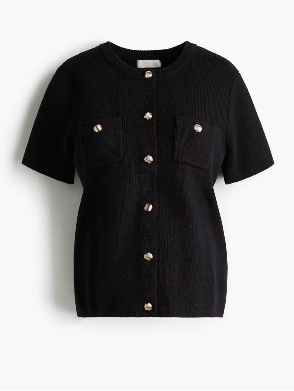 MATERNITY H&M MAMA Short-Sleeve Black Button-Front Cardigan